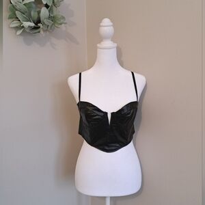 BLACK Faux Leather Corset Bra Size Small
